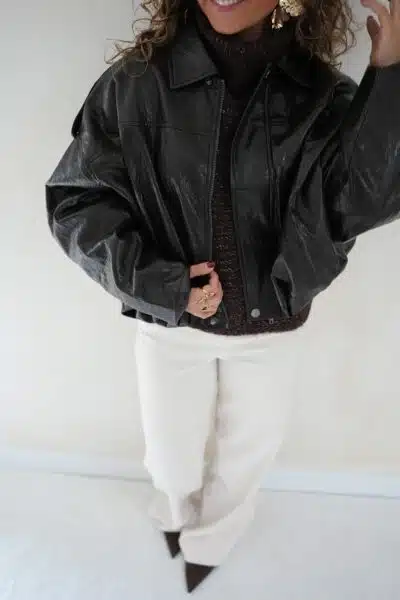 Lizz Leatherlook Jacket Dark Brown - - Afbeelding 6