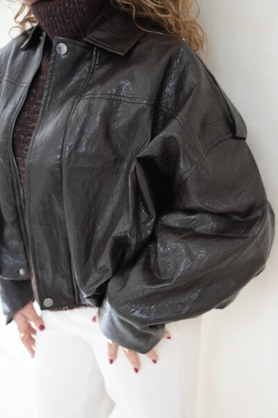 Lizz Leatherlook Jacket Dark Brown - - Afbeelding 3