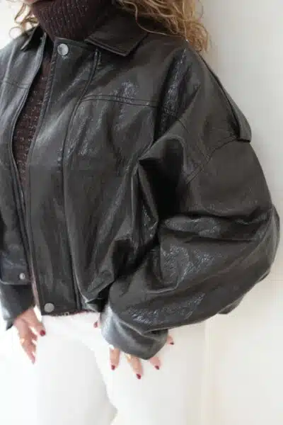 Lizz Leatherlook Jacket Dark Brown - - Afbeelding 3
