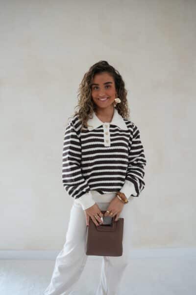 Tatum Sweater Brown Stripes * - Afbeelding 2