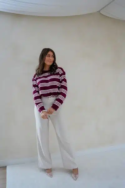 Romy Striped Sweater Bordeaux - Afbeelding 2