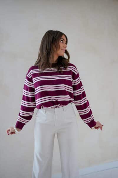 Romy Striped Sweater Bordeaux - Afbeelding 5