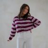 Romy Striped Sweater Bordeaux
