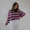 Romy Striped Sweater Bordeaux