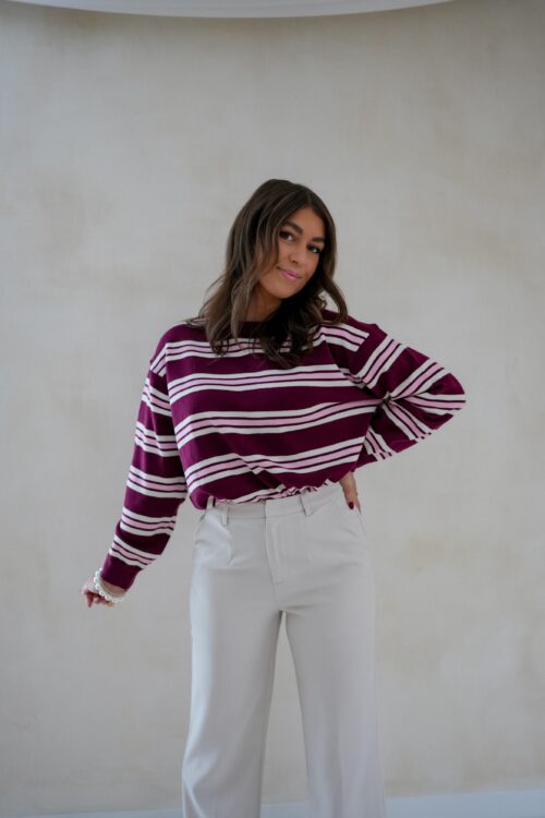 Romy Striped Sweater Bordeaux