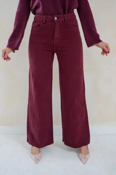 Noelle Wide Leg Jeans Bordeaux 9092-7