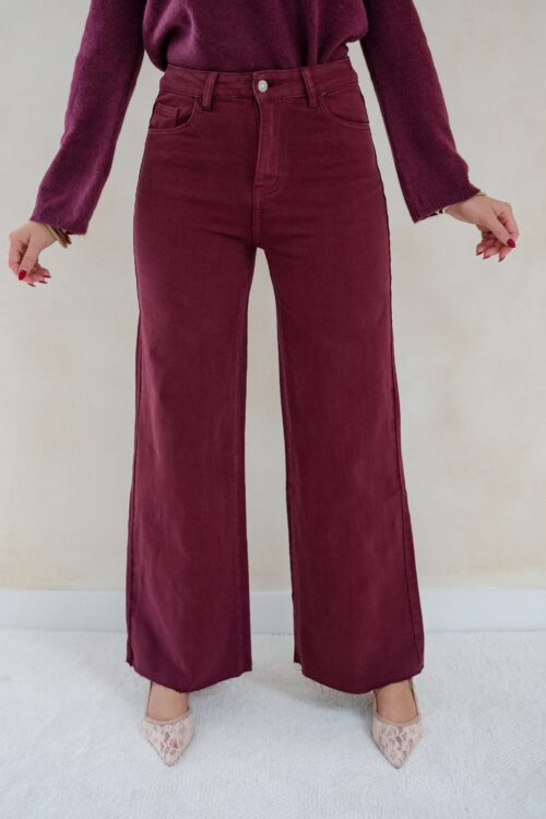 Noelle Wide Leg Jeans Bordeaux 9092-7