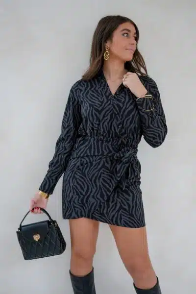 Lofty Manner Dress Kari Zebra Grey - Afbeelding 5