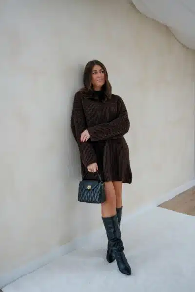 Kae Knitted Dress Brown - Afbeelding 3