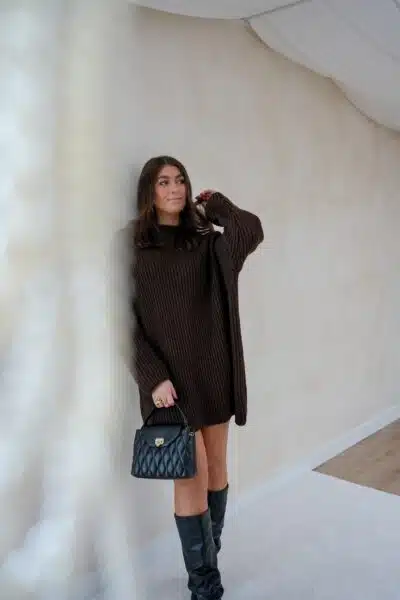 Kae Knitted Dress Brown - Afbeelding 4