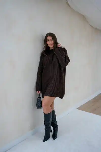 Kae Knitted Dress Brown - Afbeelding 2