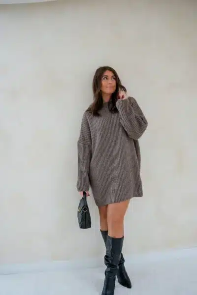 Kae Knitted Dress Taupe - Afbeelding 2