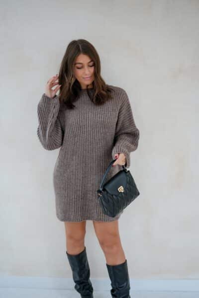 Kae Knitted Dress Taupe - Afbeelding 3