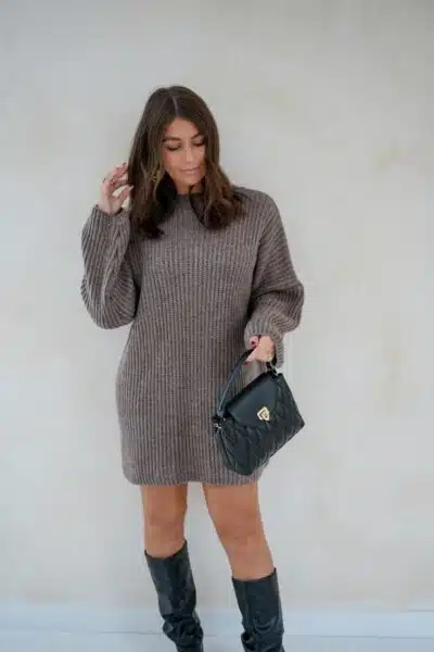 Kae Knitted Dress Taupe - Afbeelding 3