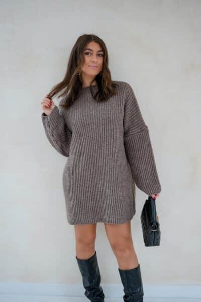 Kae Knitted Dress Taupe - Afbeelding 6