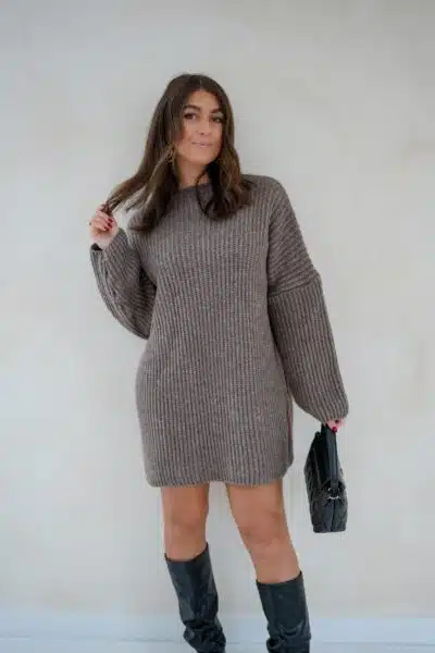 Kae Knitted Dress Taupe - Afbeelding 6