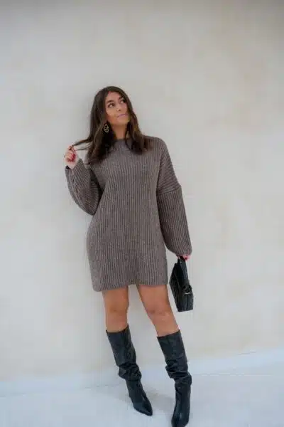 Kae Knitted Dress Taupe - Afbeelding 4
