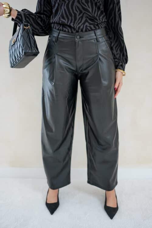 Roos Baggy Leather Pants Black T383