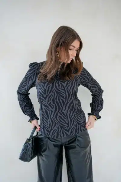 Lofty Manner Blouse Tova Grey Zebra - Afbeelding 6
