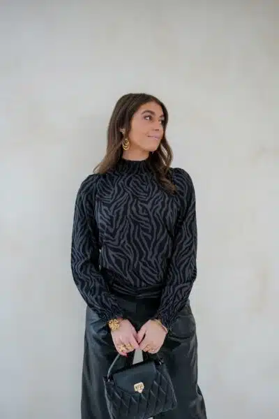 Lofty Manner Blouse Tova Grey Zebra - Afbeelding 3