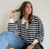 Tatum Sweater Navy Stripes ^