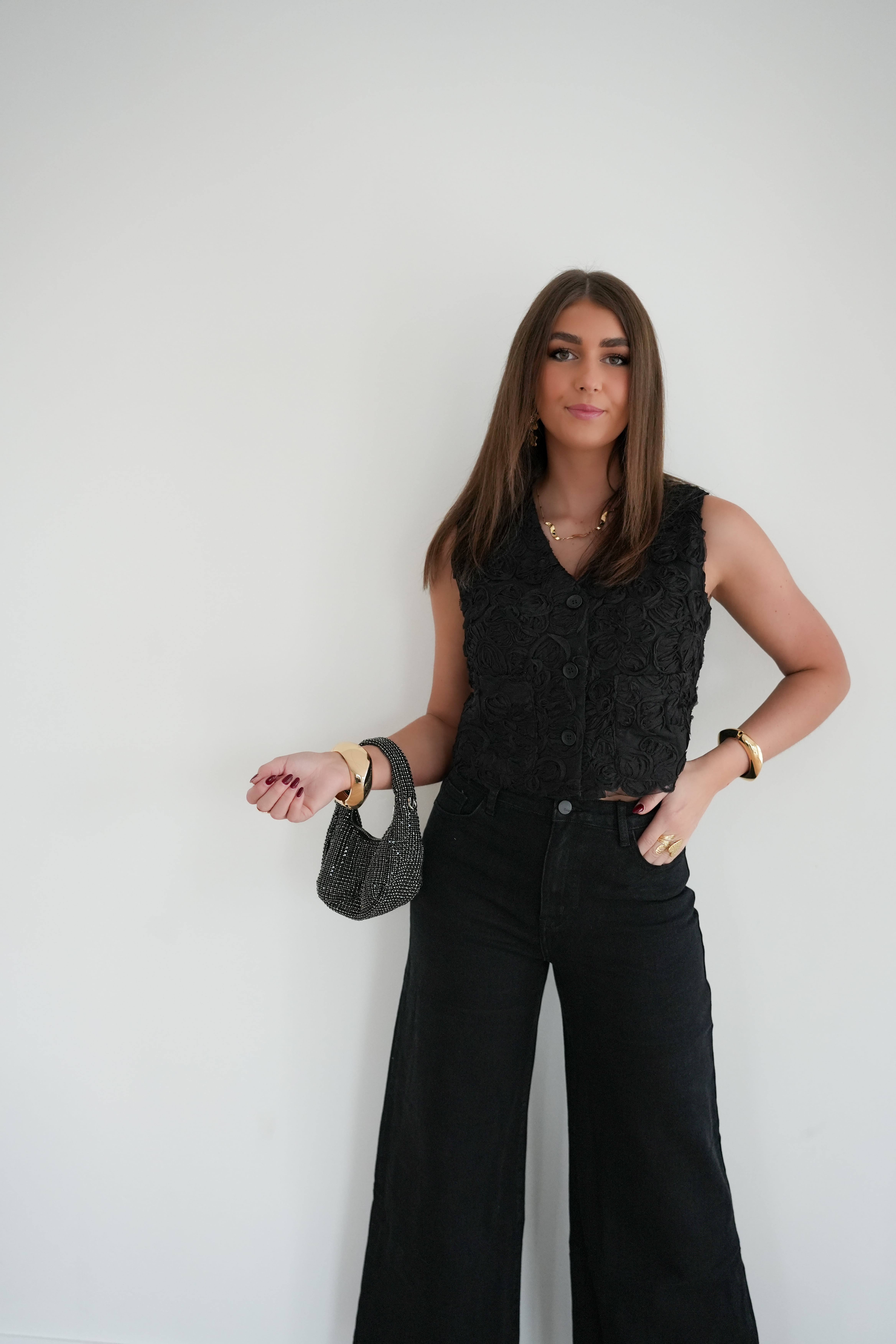 Feye Flower Gilet Black | - Afbeelding 4