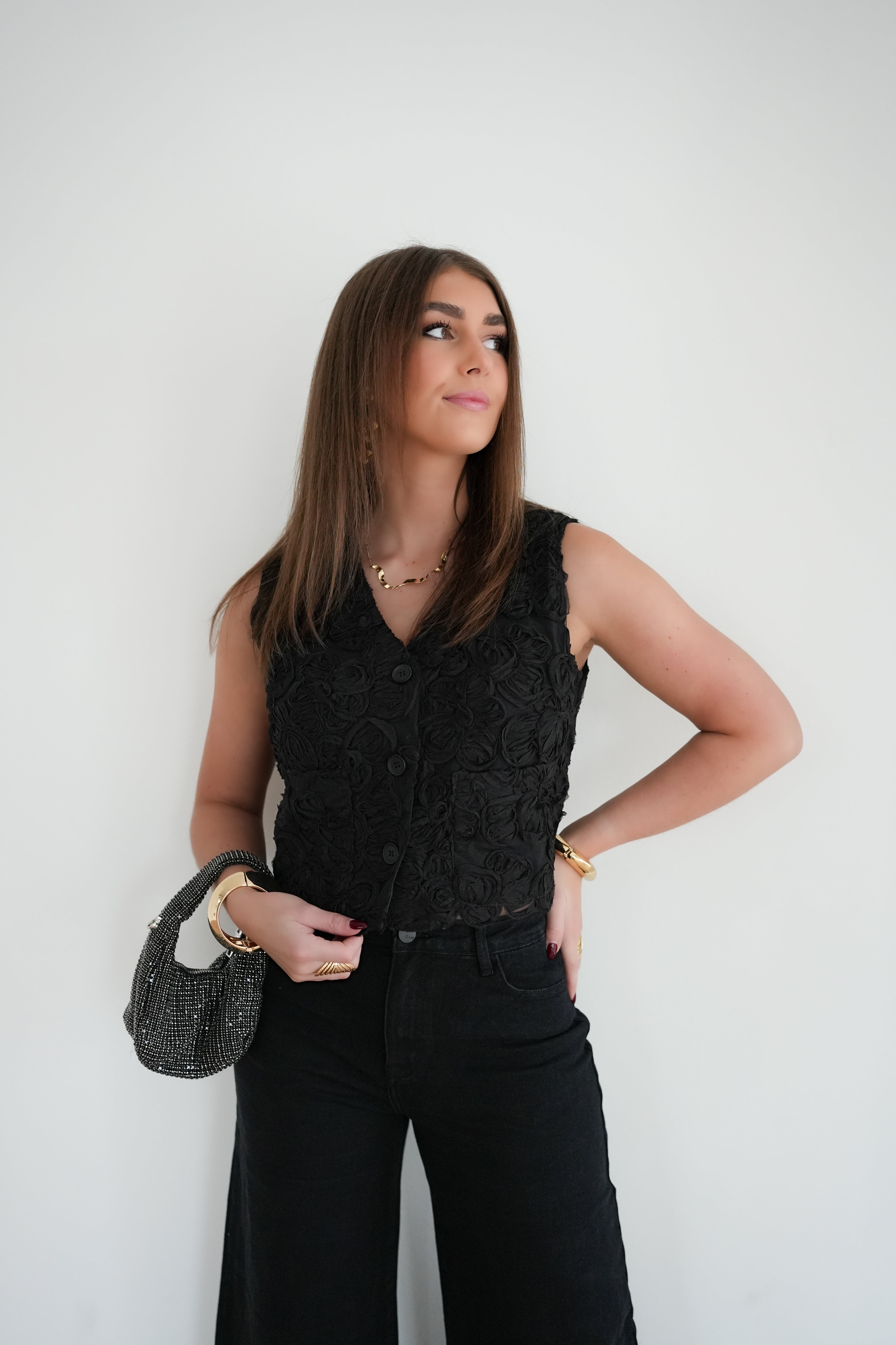 Feye Flower Gilet Black |
