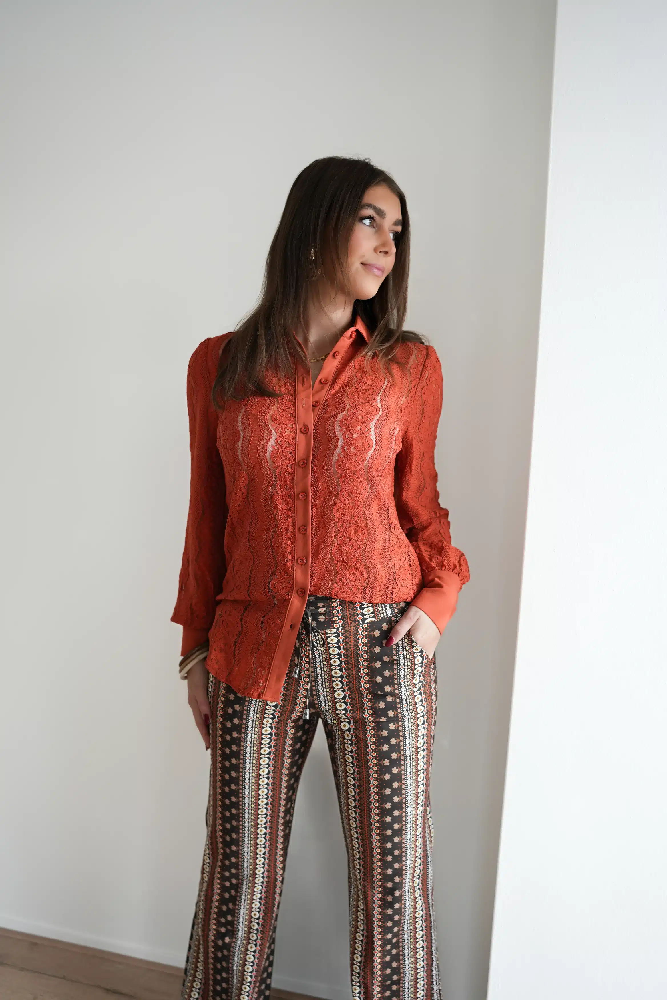 Mi Piace Travel Pants Boho Print Espresso > - Afbeelding 4