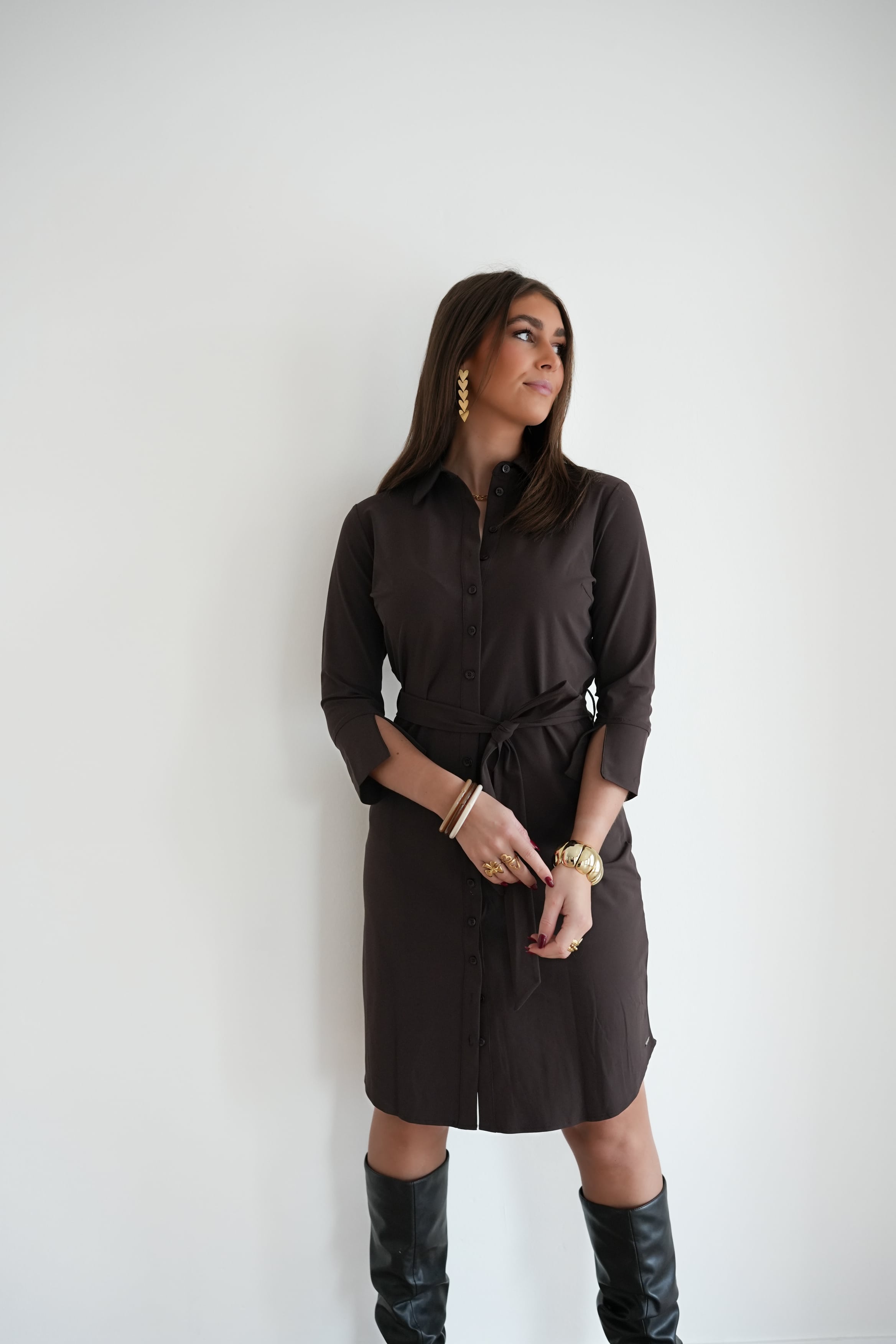 Mi Piace Dress Bow Espresso > - Afbeelding 3