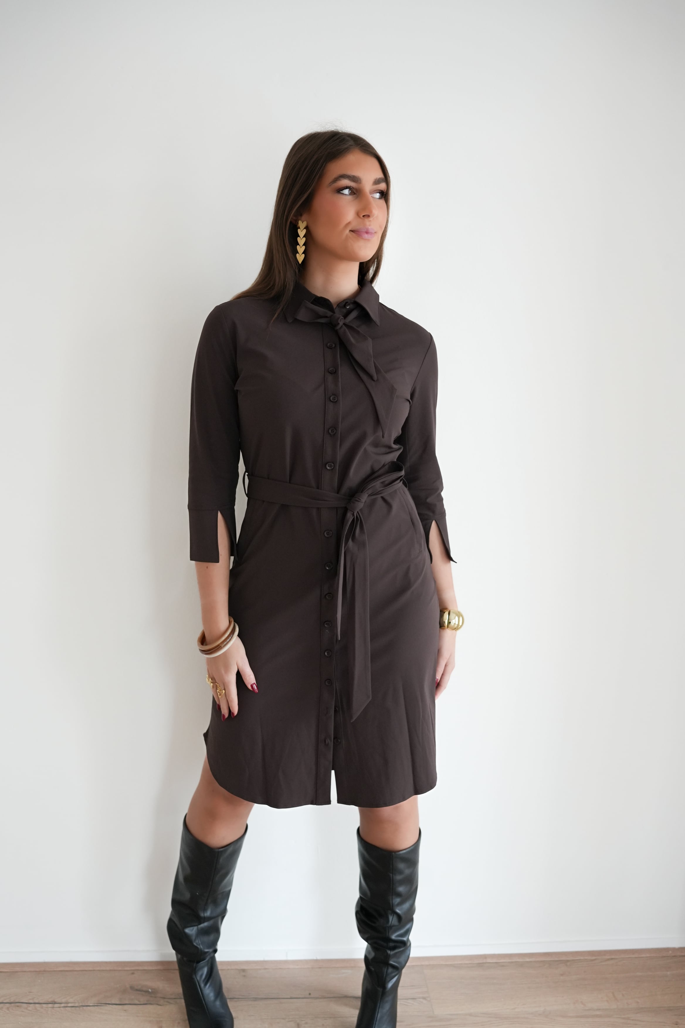 Mi Piace Dress Bow Espresso > - Afbeelding 4
