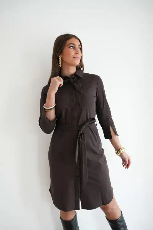 Mi Piace Dress Bow Espresso >