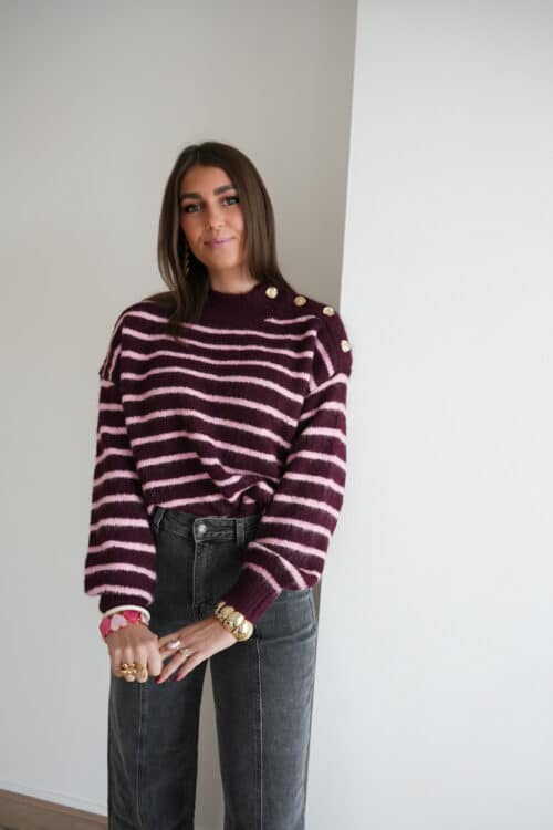 Sissi Stripes Sweater Bordeaux Pink *