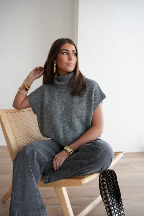 Alternative view of Naava Pailletten Sweater Grey .