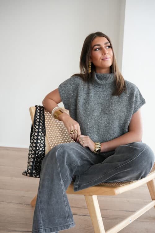 Naava Pailletten Sweater Grey .