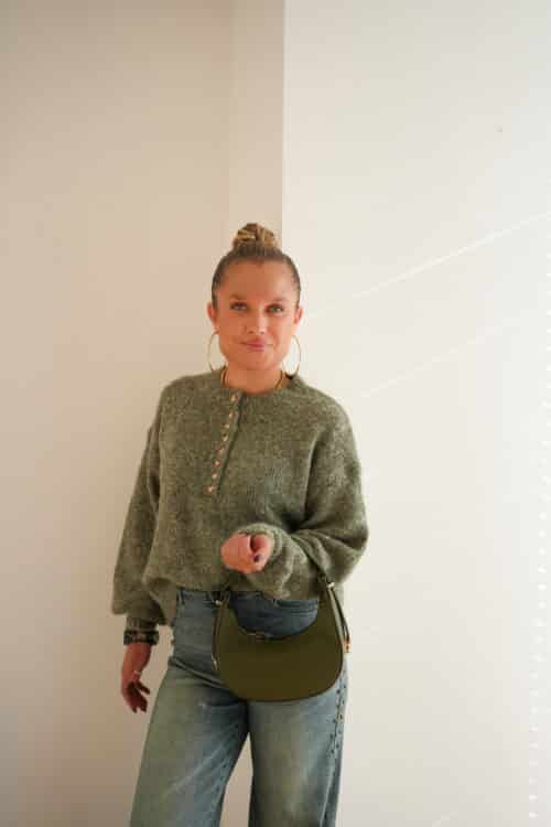 Alternative view of Julia Sweater Heart Detail Khaki  *