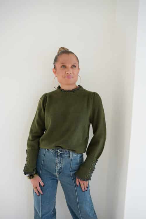 Manon Sweater Lace Detail Khaki *