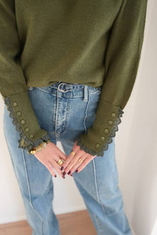 Alternative view of Manon Sweater Lace Detail Khaki *