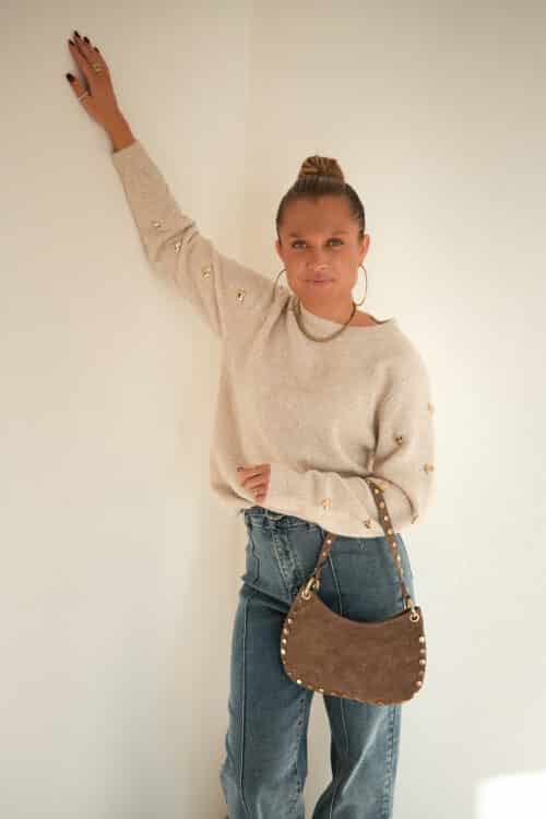 Alternative view of Dante Sweater Beige Hearts|