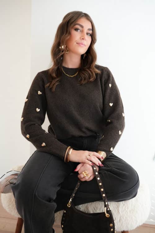 Danee Sweater Brown Hearts|