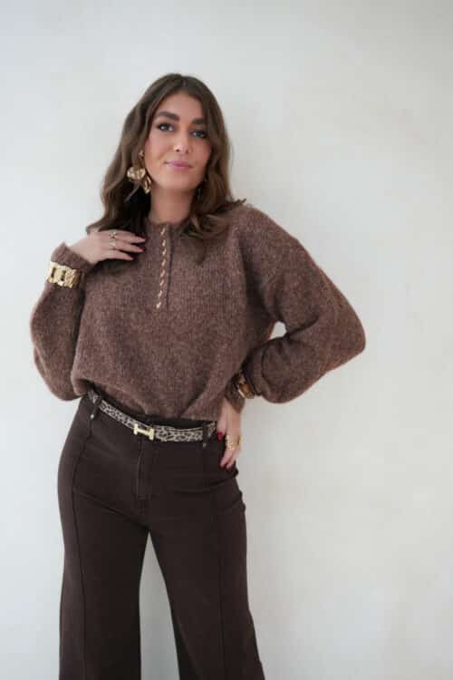 Julia Sweater Heart Detail Brown *