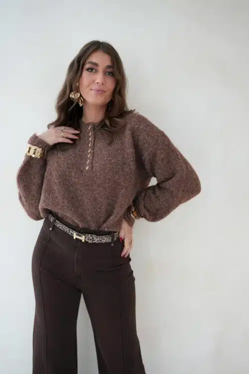 Julia Sweater Heart Detail Brown *