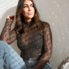 Jenna Mesh Top Sparkle Brown ~
