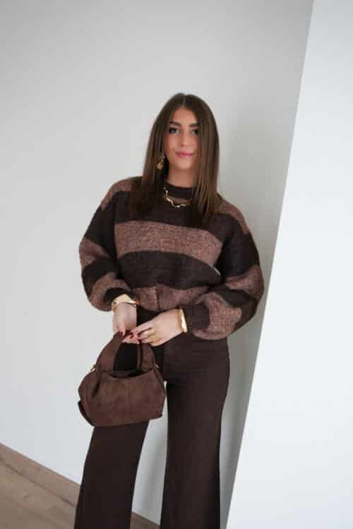 Alternative view of Saly Stripe Sweater Brown|