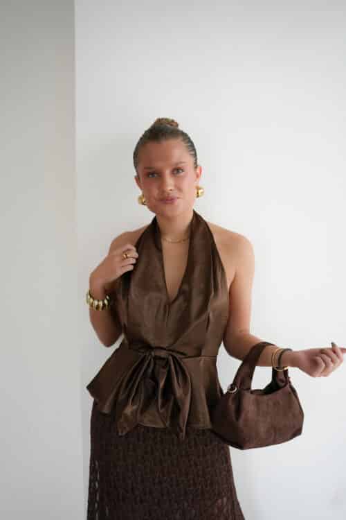 Halter Top Strik Brown ^