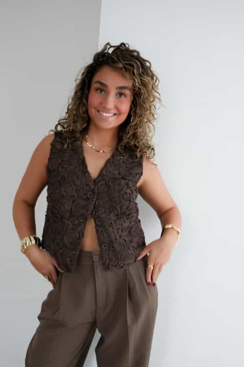 Feye Flower Gilet Brown |