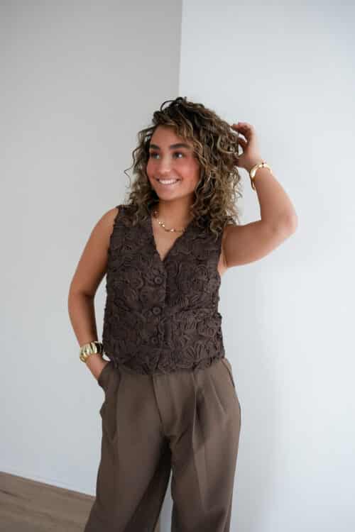 Alternative view of Feye Flower Gilet Brown |