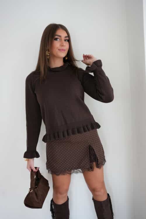 Rowan Ruffle Sweater Brown