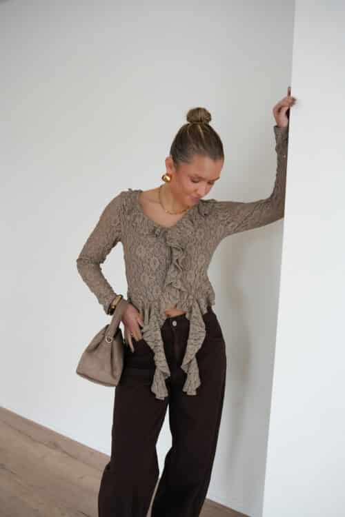 Alternative view of Lora Lace Top Taupe
