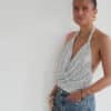 Pailletten Halter Top Silver ^