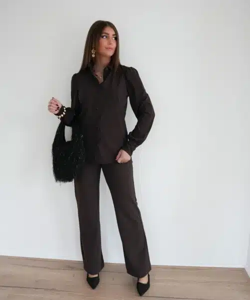 Alternative view of Mi Piace Blouse Puff Sleeves Espresso
